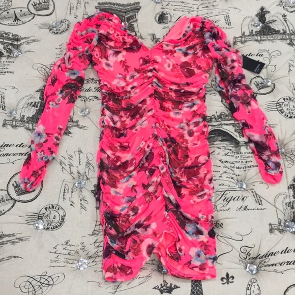 Free Press Mesh Ruched Mini Dress - Picture 5 of 9